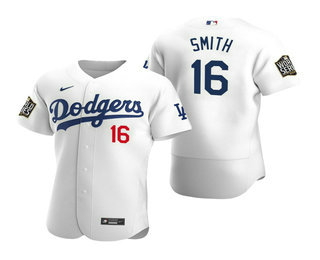 Men Los Angeles Dodgers #16 Will Smith White 2020 World Series Authentic Flex Nike Jersey->los angeles dodgers->MLB Jersey
